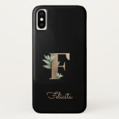 Eleganter Botanischer Monogram Gold Letter F Case-Mate iPhone Hülle (Rückseite)