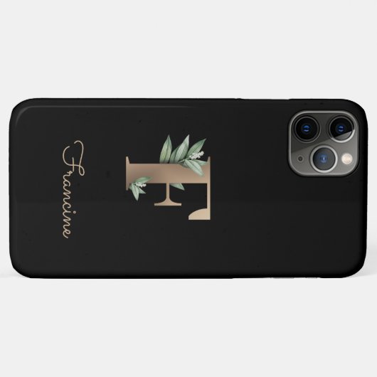 Eleganter Botanischer Monogram Gold Letter F Case-Mate iPhone Hülle (Rückseite (Horizontal))