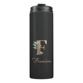 Eleganter Botanischer Monogram Gold Letter F Thermosbecher (Vorderseite)