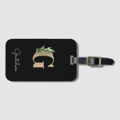 Eleganter Botanischer Monogram Gold Letter G Gepäckanhänger (Vorderseite (Horizontal))