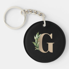 Eleganter Botanischer Monogram Gold Letter G Schlüsselanhänger