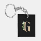Eleganter Botanischer Monogram Gold Letter G Schlüsselanhänger (Vorderseite links)