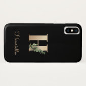 Eleganter Botanischer Monogram Gold Letter H Case-Mate iPhone Hülle (Rückseite (Horizontal))