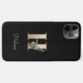 Eleganter Botanischer Monogram Gold Letter H Case-Mate iPhone Hülle (Rückseite (Horizontal))