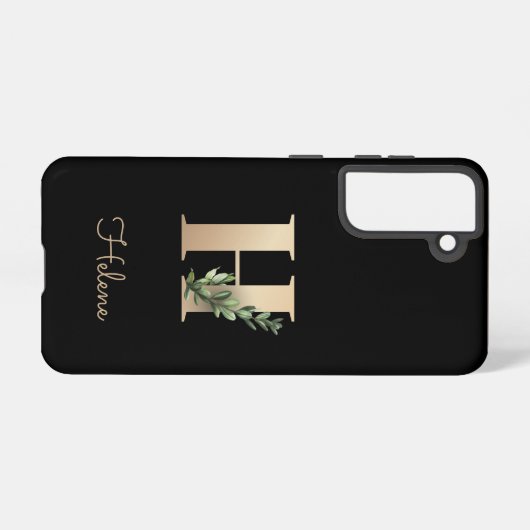Eleganter Botanischer Monogram Gold Letter H Samsung Galaxy Hülle (Rückseite (Horizontal))