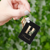 Eleganter Botanischer Monogram Gold Letter H Schlü