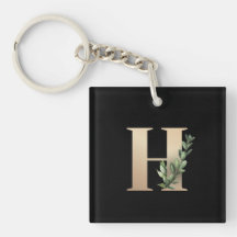 Eleganter Botanischer Monogram Gold Letter H