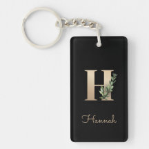 Eleganter Botanischer Monogram Gold Letter H
