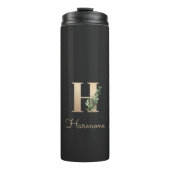 Eleganter Botanischer Monogram Gold Letter H Thermosbecher (Vorderseite)