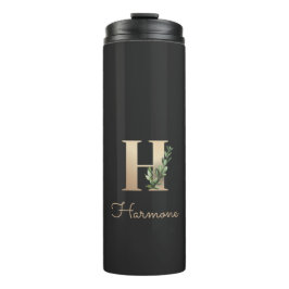 Eleganter Botanischer Monogram Gold Letter H Thermosbecher