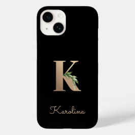 Eleganter Botanischer Monogram Gold Letter K Case-Mate iPhone 14 Hülle