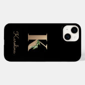 Eleganter Botanischer Monogram Gold Letter K Case-Mate iPhone Hülle (Rückseite (Horizontal))