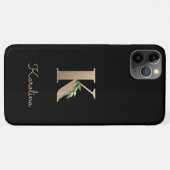 Eleganter Botanischer Monogram Gold Letter K Case-Mate iPhone Hülle (Rückseite (Horizontal))