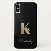 Eleganter Botanischer Monogram Gold Letter K Case-Mate iPhone Hülle (Rückseite)