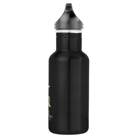 Eleganter Botanischer Monogram Gold Letter K Edelstahlflasche (Rechts)