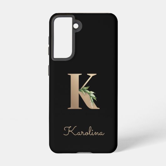 Eleganter Botanischer Monogram Gold Letter K Samsung Galaxy Hülle (Rückseite)