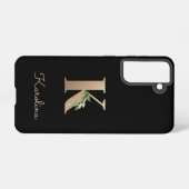 Eleganter Botanischer Monogram Gold Letter K Samsung Galaxy Hülle (Rückseite (Horizontal))