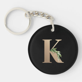 Eleganter Botanischer Monogram Gold Letter K Schlüsselanhänger
