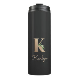 Eleganter Botanischer Monogram Gold Letter K Thermosbecher