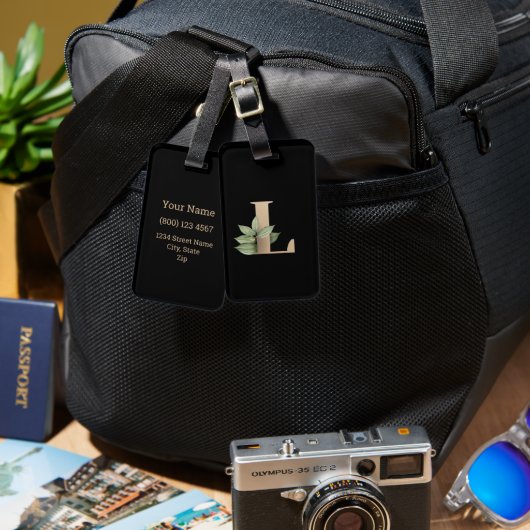 Eleganter Botanischer Monogram Gold Letter L Gepäckanhänger (Vorderseite & Rückseite)