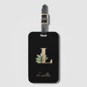 Eleganter Botanischer Monogram Gold Letter L Gepäckanhänger (Vorderseite Vertikal)