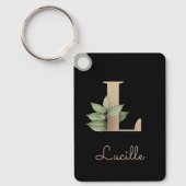 Eleganter Botanischer Monogram Gold Letter L Schlü Schlüsselanhänger (Vorderseite)