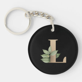 Eleganter Botanischer Monogram Gold Letter L Schlüsselanhänger