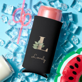 Eleganter Botanischer Monogram Gold Letter L Selters Dosenkühler