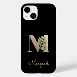 Eleganter Botanischer Monogram Gold Letter M Case-Mate iPhone 14 Hülle