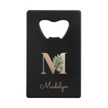 Eleganter Botanischer Monogram Gold Letter M