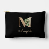 Eleganter Botanischer Monogram Gold Letter M Zubehörtasche (Vorderseite)
