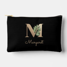 Eleganter Botanischer Monogram Gold Letter M Zubehörtasche
