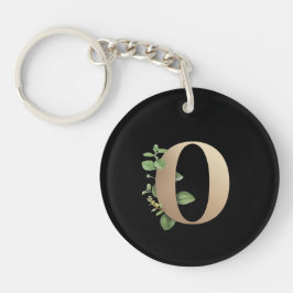 Eleganter Botanischer Monogram Gold Letter O Schlüsselanhänger