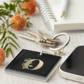 Eleganter Botanischer Monogram Gold Letter O Schlüsselanhänger (Vorderseite rechts)