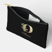 Eleganter Botanischer Monogram Gold Letter O Zubehörtasche (Offen)
