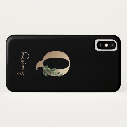 Eleganter Botanischer Monogram Gold Letter Q Case-Mate iPhone Hülle (Rückseite (Horizontal))