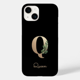 Eleganter Botanischer Monogram Gold Letter Q Case-Mate iPhone 14 Hülle