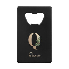 Eleganter Botanischer Monogram Gold Letter Q Geldbeutel Flaschenöffner