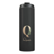 Eleganter Botanischer Monogram Gold Letter Q
