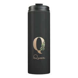 Eleganter Botanischer Monogram Gold Letter Q Thermosbecher