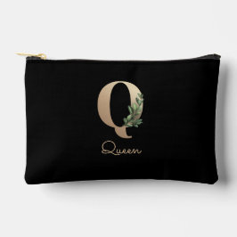 Eleganter Botanischer Monogram Gold Letter Q Zubehörtasche