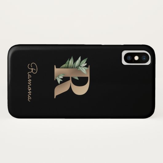 Eleganter Botanischer Monogram Gold Letter R Case-Mate iPhone Hülle (Rückseite (Horizontal))