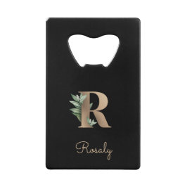 Eleganter Botanischer Monogram Gold Letter R Geldbeutel Flaschenöffner