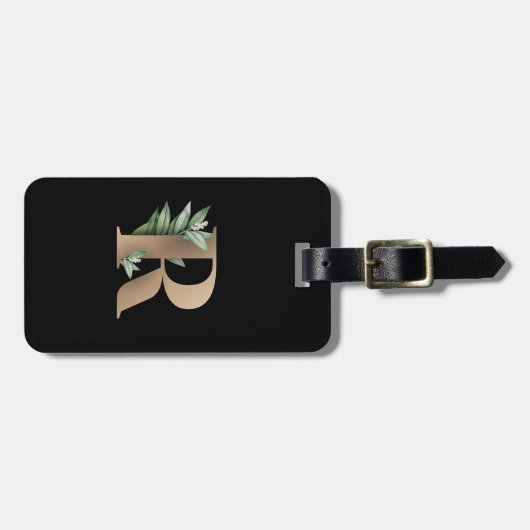 Eleganter Botanischer Monogram Gold Letter R Gepäckanhänger (Vorderseite horizontal)