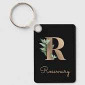 Eleganter Botanischer Monogram Gold Letter R Schlü Schlüsselanhänger (Vorderseite)
