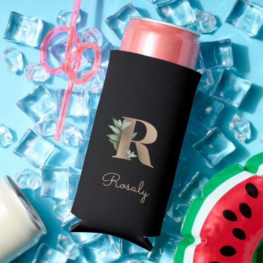 Eleganter Botanischer Monogram Gold Letter R Selters Dosenkühler (In Situ Sommer)