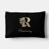 Eleganter Botanischer Monogram Gold Letter R Zubehörtasche (Vorderseite)