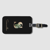 Eleganter Botanischer Monogram Gold Letter S Gepäckanhänger (Vorderseite (Horizontal))