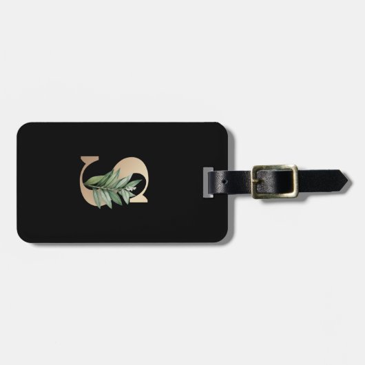 Eleganter Botanischer Monogram Gold Letter S Gepäckanhänger (Vorderseite horizontal)