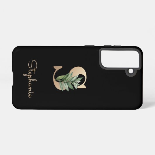Eleganter Botanischer Monogram Gold Letter S Samsung Galaxy Hülle (Rückseite (Horizontal))